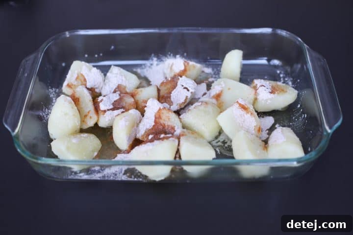 butter and avocado oil over spiced potatoes.