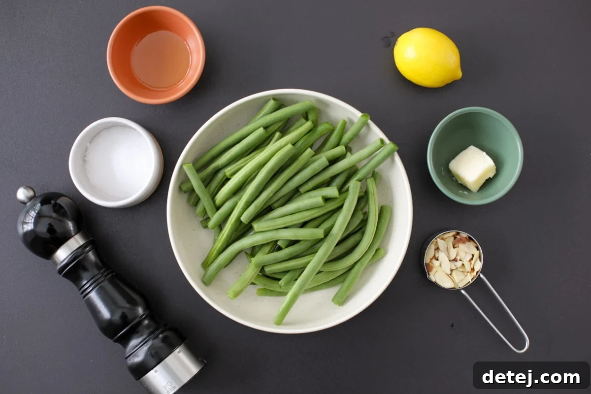 ingredients needed for air fryer green beans almondine.