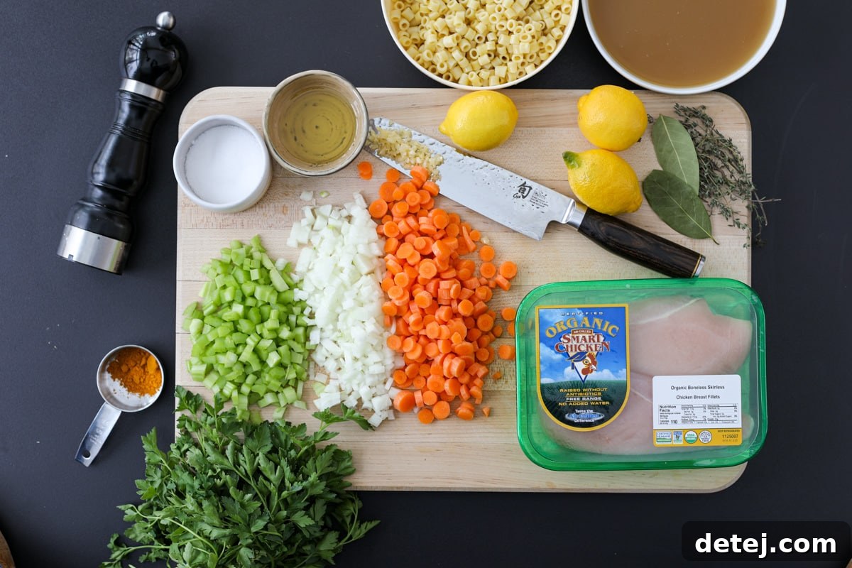 ingredients needed for Lemon Chicken Soup.