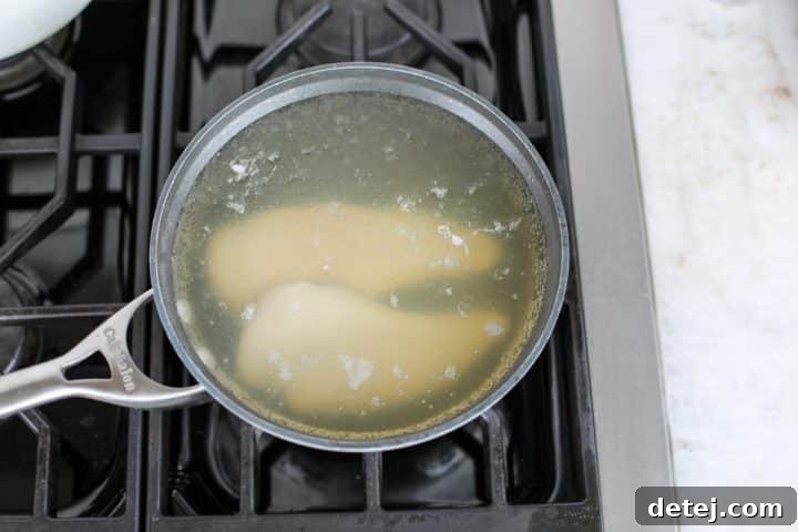 boiling chicken breasts.