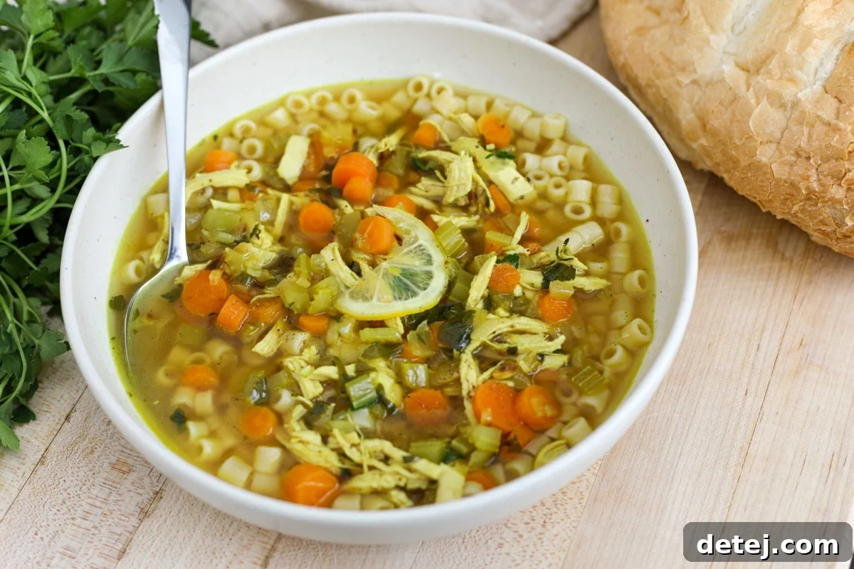 soup with crusty bread. 