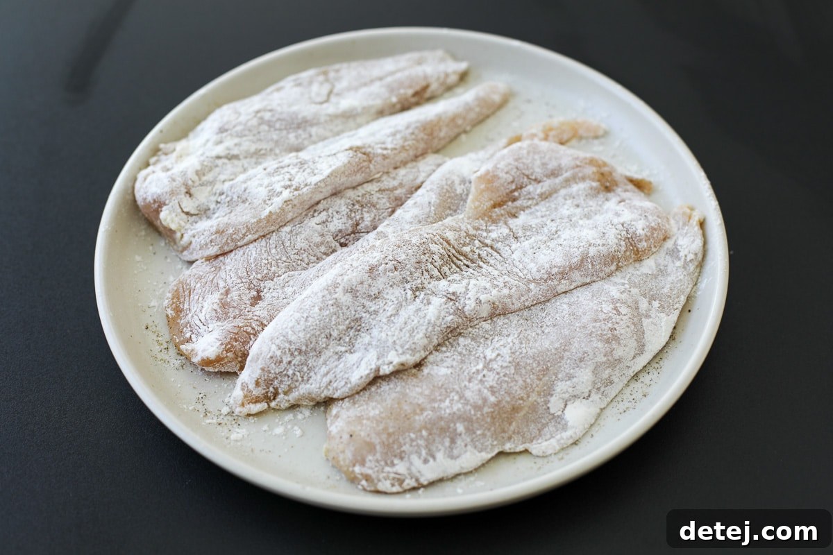 flour dusted chicken.