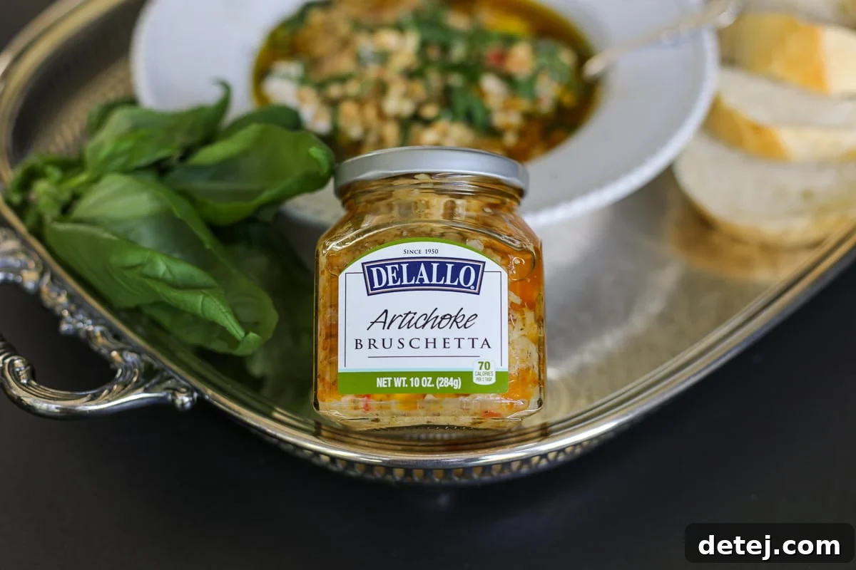 Dreamy Burrata Artichoke Dip 4 Burrata Artichoke Bruschetta Dip with the jarred Delallo dip.