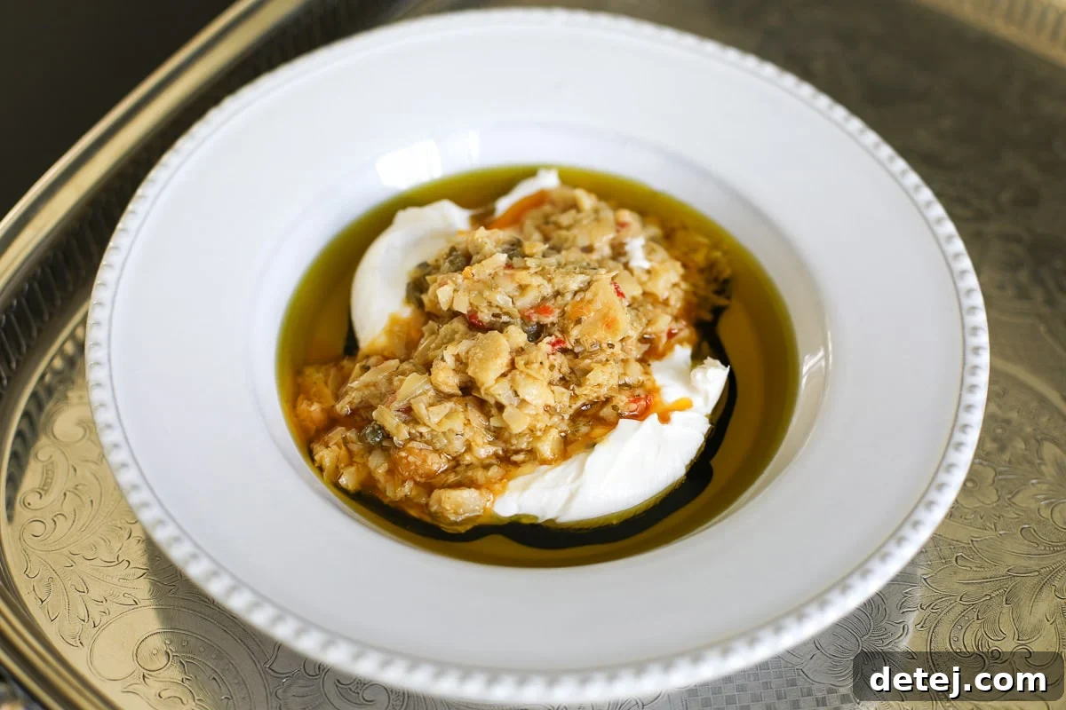 Dreamy Burrata Artichoke Dip 6 burrata and artichoke bruschetta.