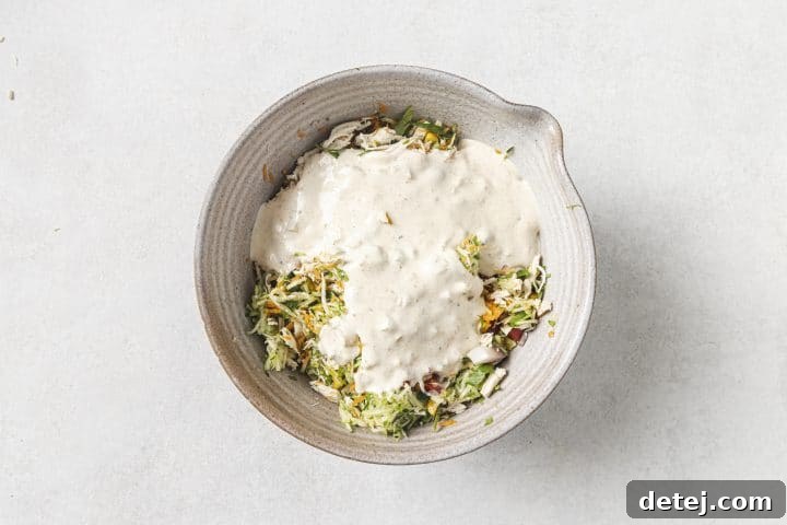 dressing on salad. 