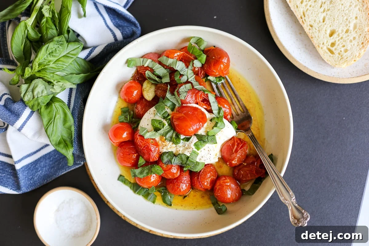 tomato confit with burrata. 