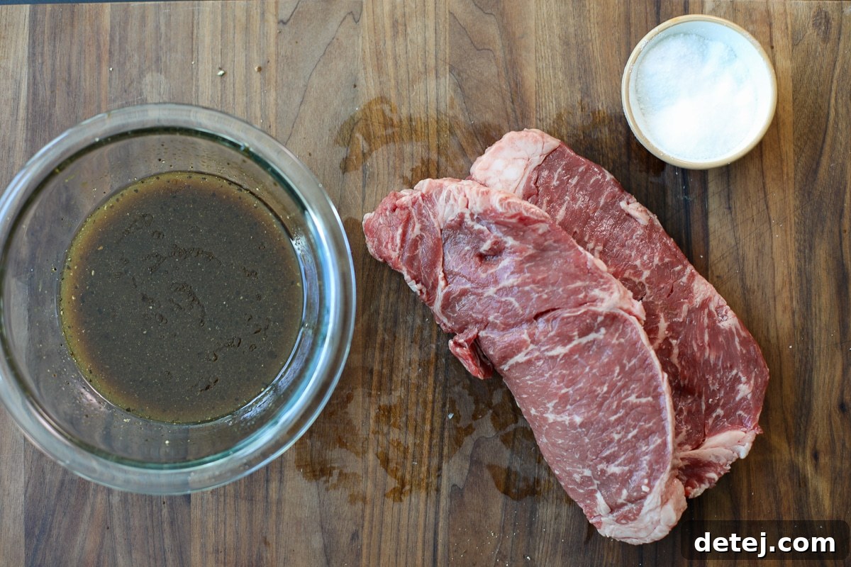 ingredients for marinated steak.