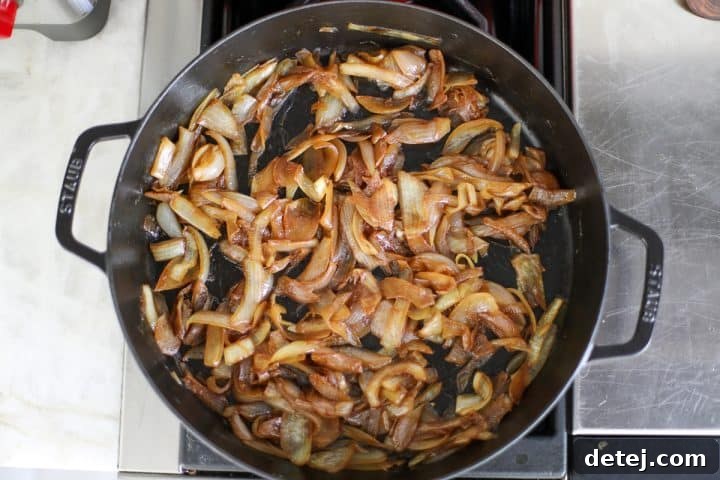 caramelized onions in a pan.