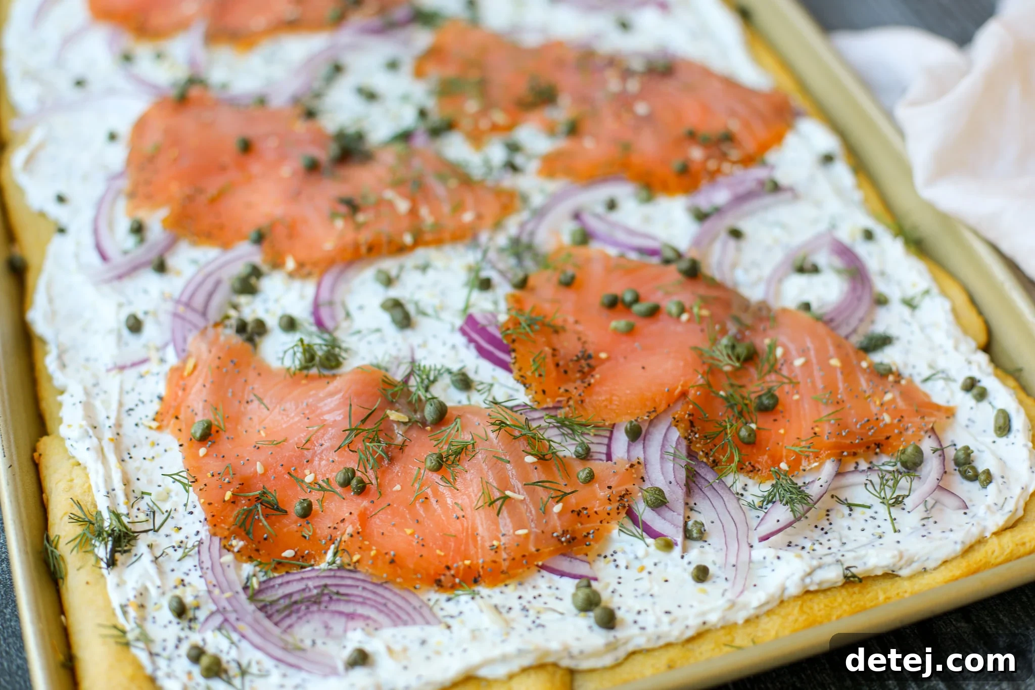 Everything Bagel and Lox Pizza with fresh dill and capers