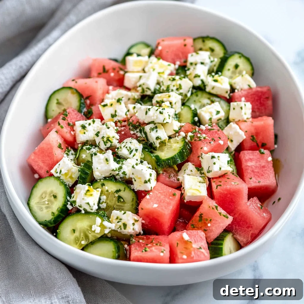 Watermelon Cucumber and Feta Salad