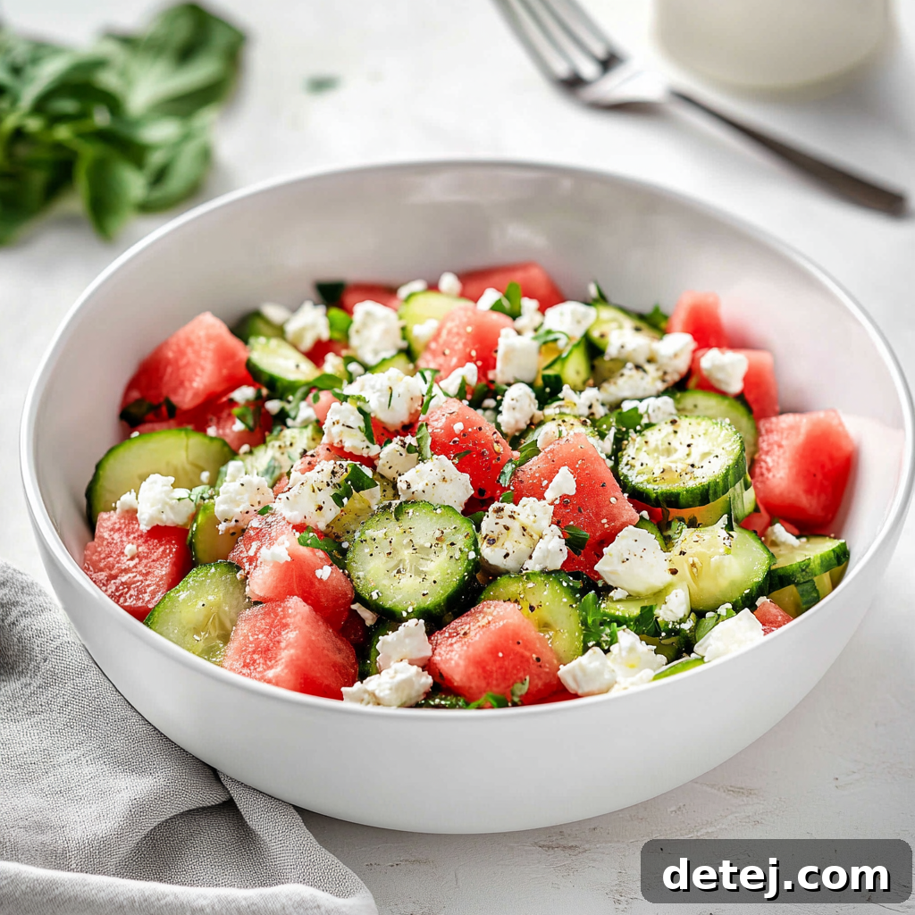 Watermelon Cucumber and Feta Salad