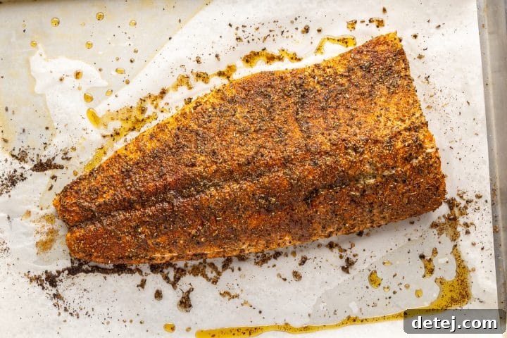 cooked salmon filet.