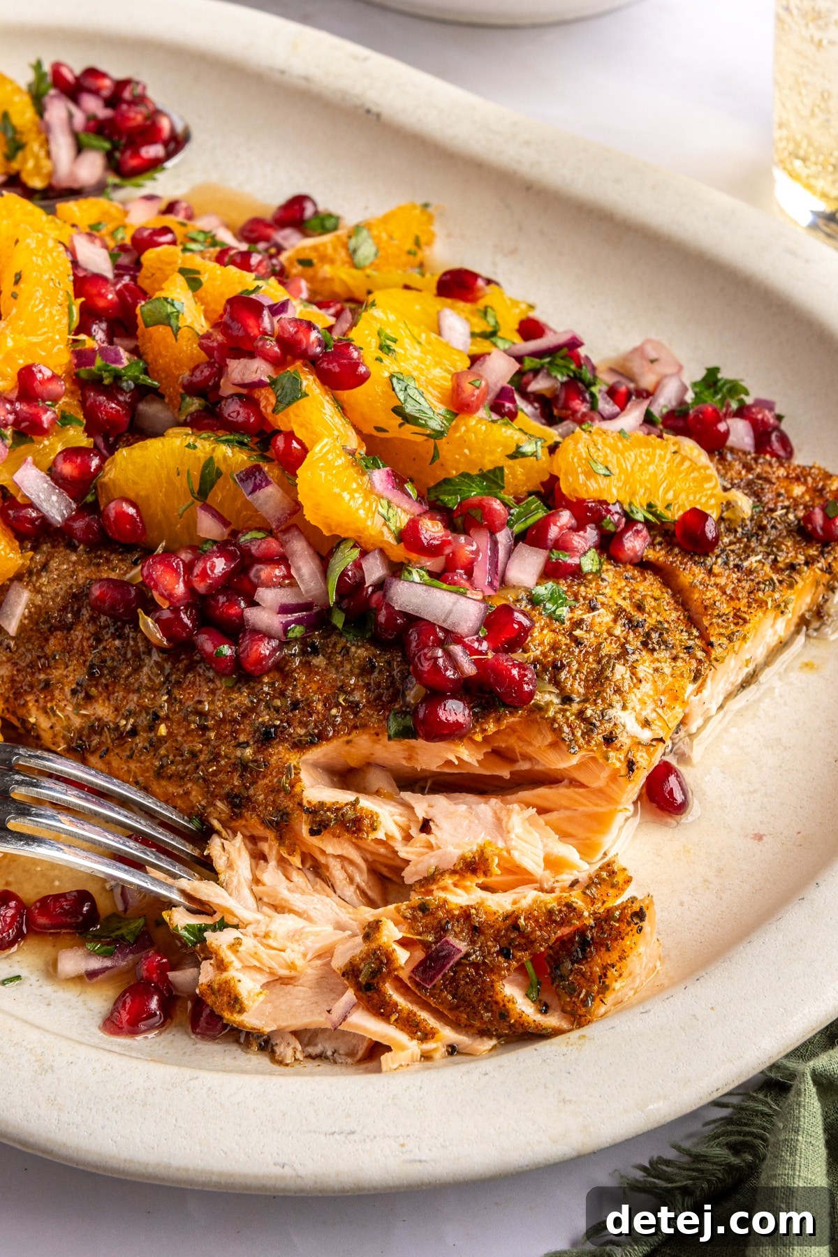 flaky cooked salmon filet. 
