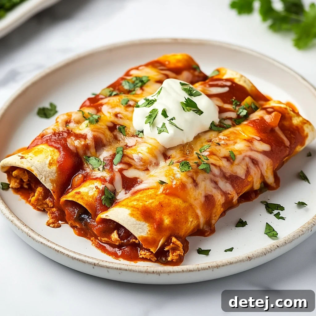 Chicken and Cheese Red Enchiladas
