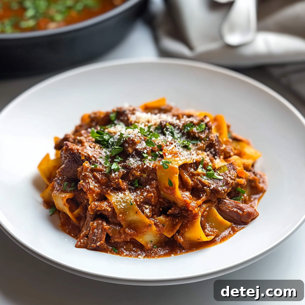 Hearty short rib ragu with fresh herbs and Parmesan