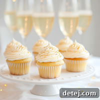 Champagne cupcakes with light pink frosting.