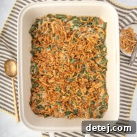 Easy Green Bean Casserole ready to serve.