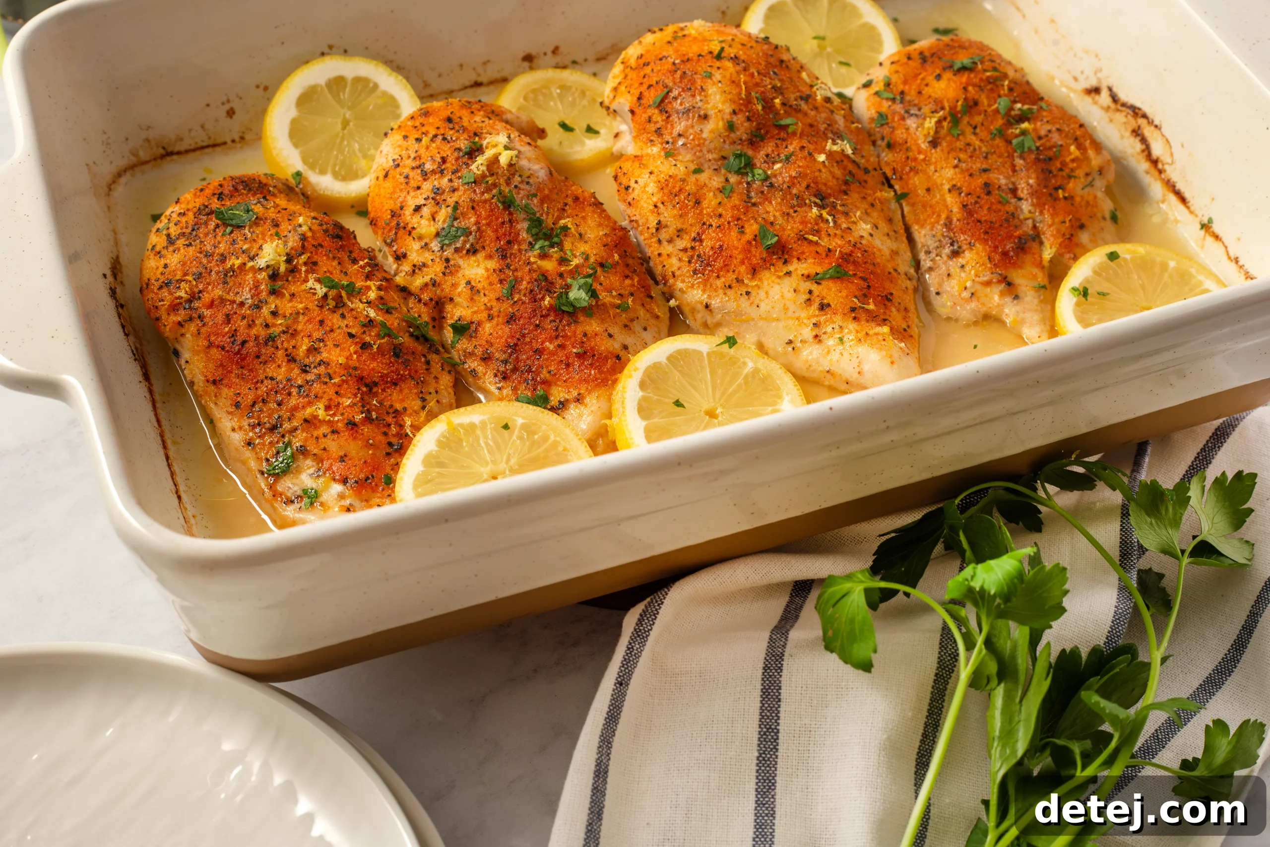 Baked lemon pepper chicken leftovers neatly packed in an airtight container for future enjoyment.