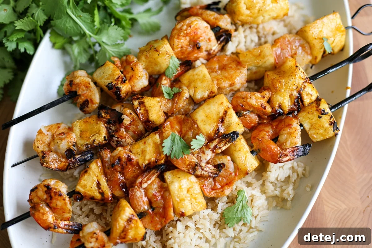 Chili Lime Shrimp & Pineapple Skewers with Bone Broth Rice: Healthyish Foods
