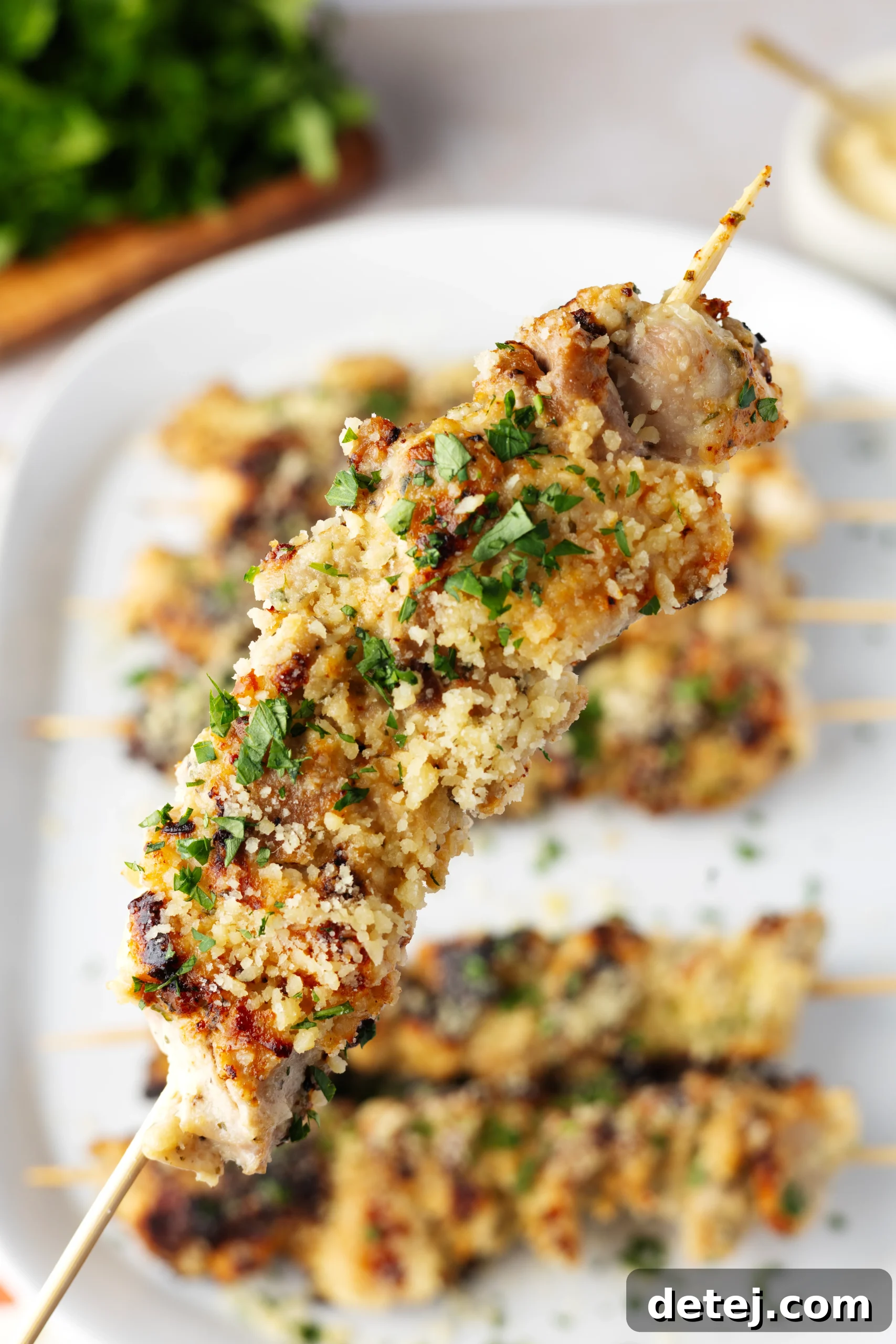 Ranch Garlic Parmesan Chicken Skewers