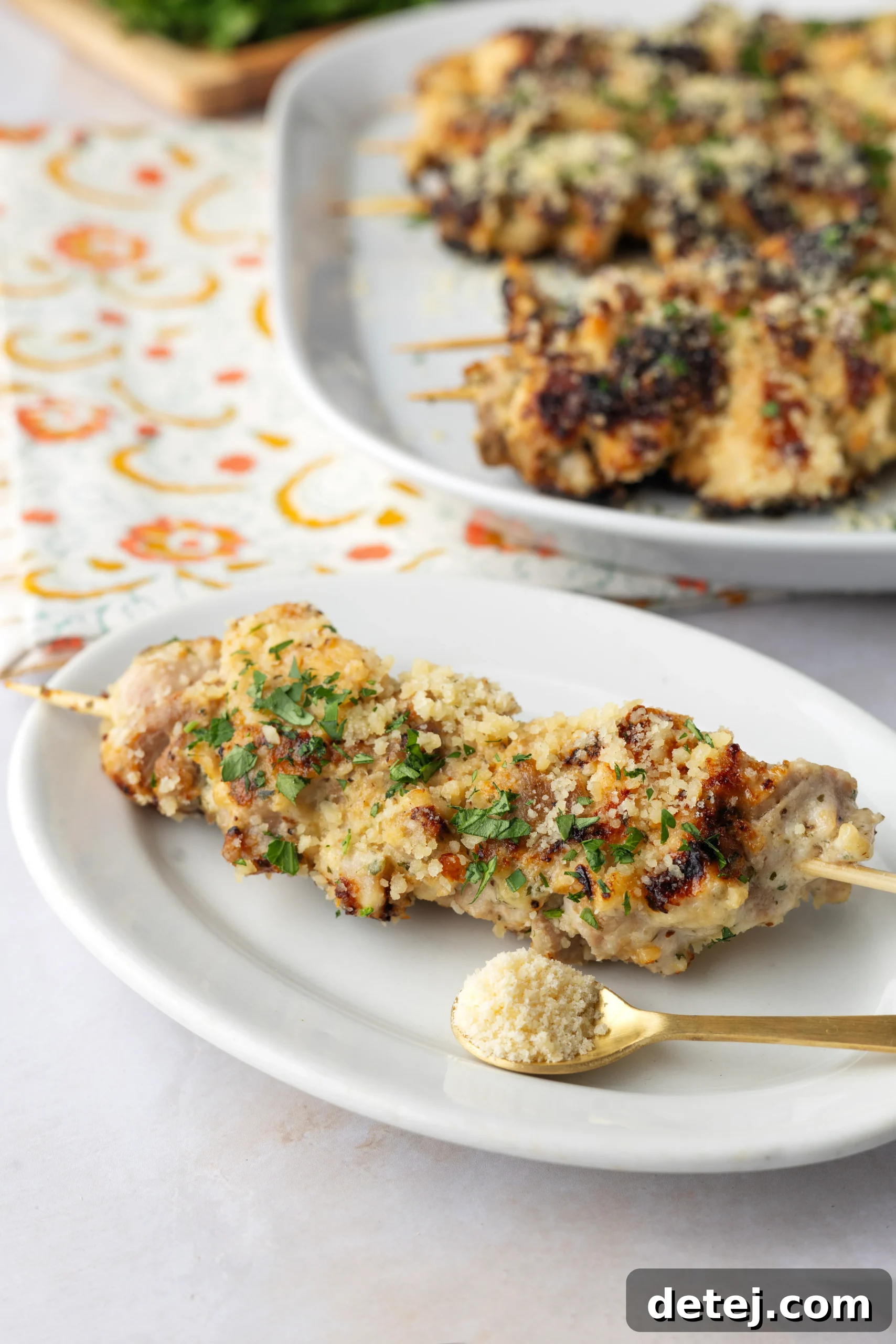 Ranch Garlic Parmesan Chicken Skewers