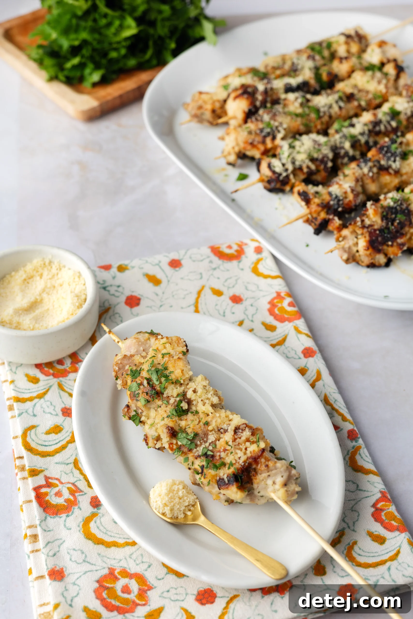 Ranch Garlic Parmesan Chicken Skewers
