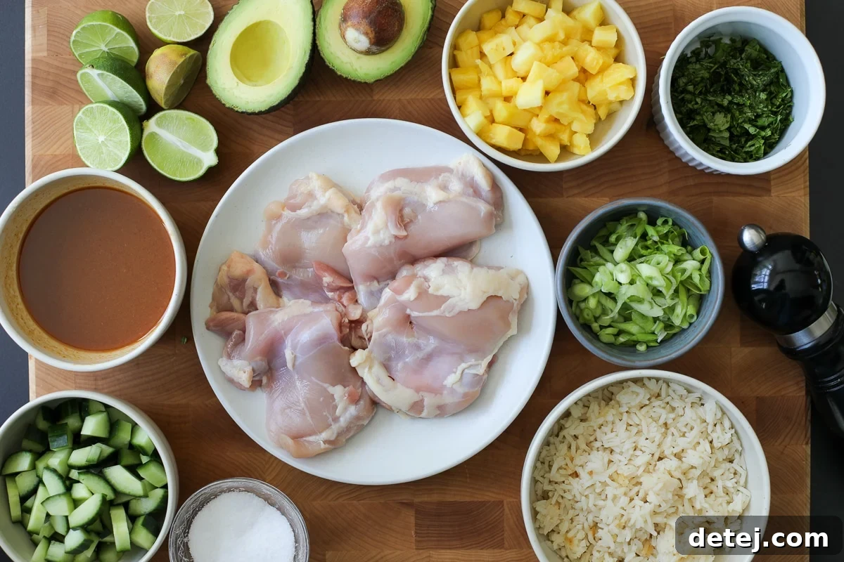 Sweet and Spicy Chicken Bowls with Sticky Glaze 3 ingredients needed for sweet & spicy chicken bowls.