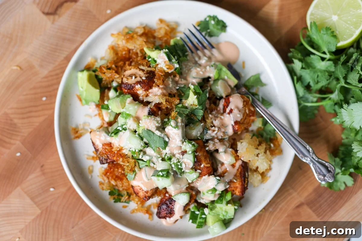 Crispy Rice Spicy Salmon Bowls.