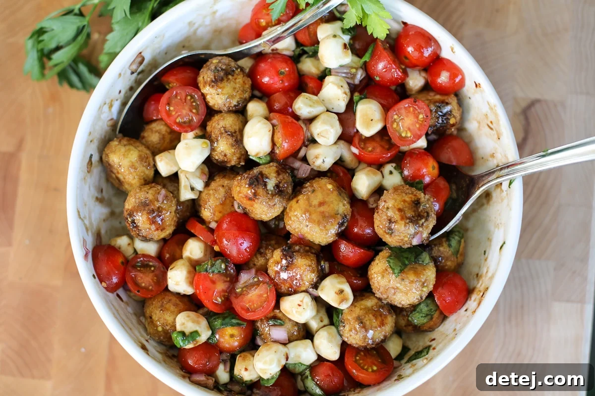 Chicken Nugget Meatball Caprese Salad: Healthyish Foods