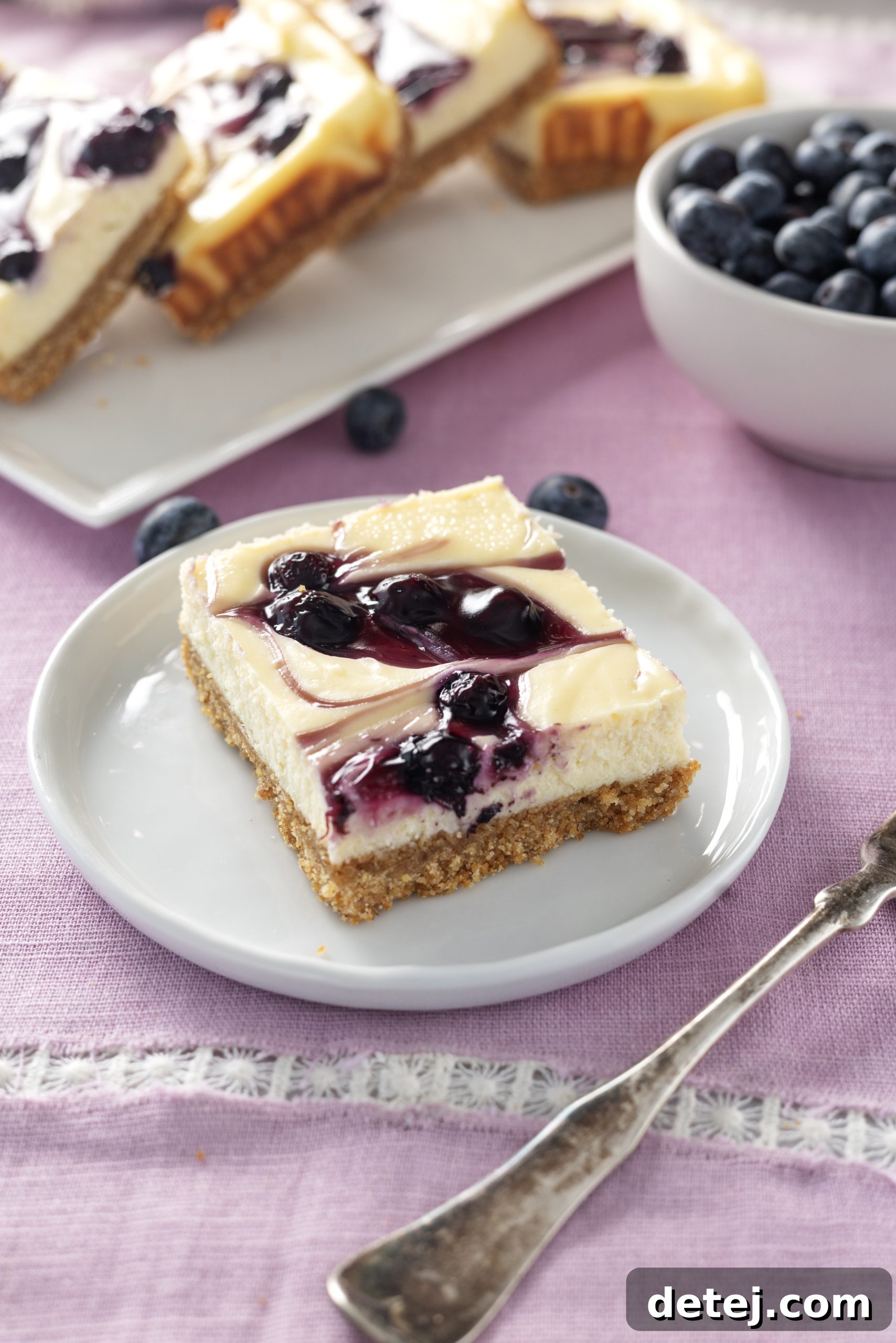 Blueberry Swirl Cheesecake Bars