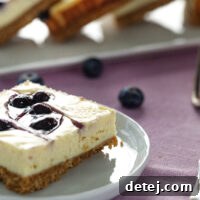 Blueberry Swirl Cheesecake Bars