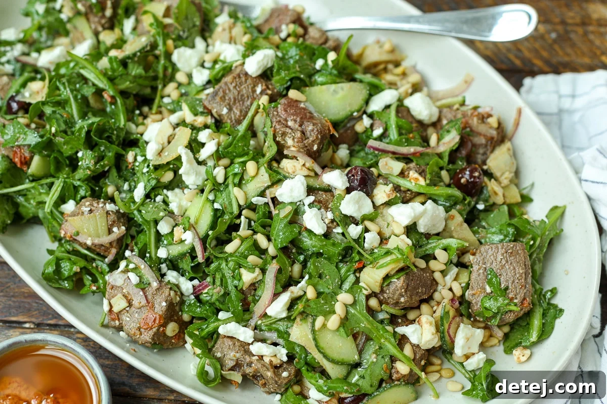 Mediterranean Steak Salad with Sun-Dried Tomato Vinaigrette 10 Mediterranean Steak Bite Salad with Sun-Dried Tomato Vinaigrette – Healthyish Foods