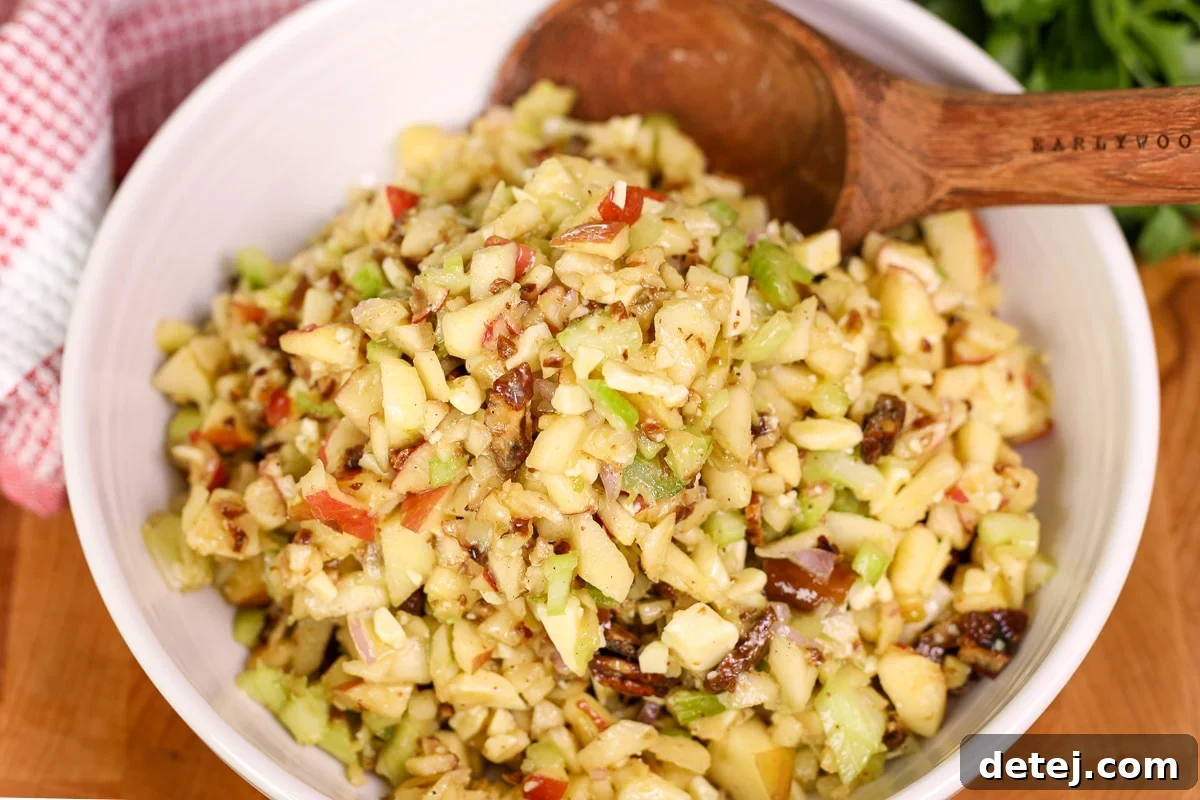 chopped apple salad in a bowl.