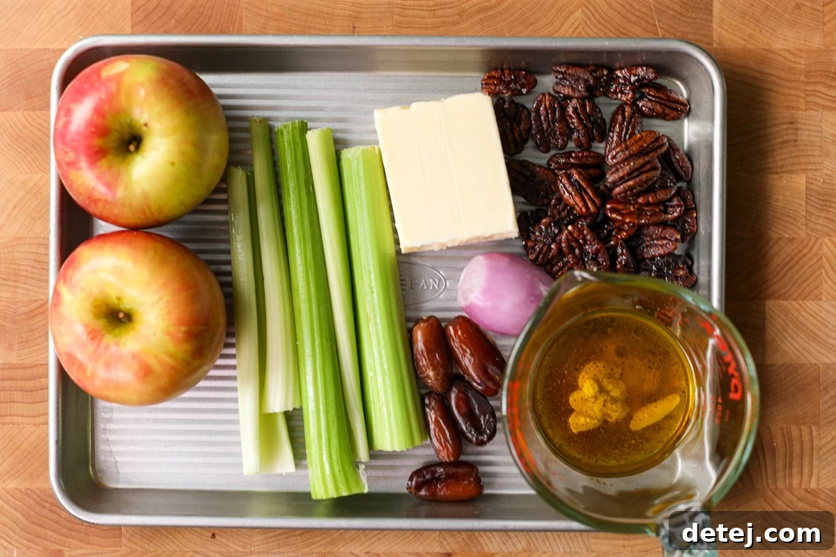 ingredients needed for chopped apple salad.